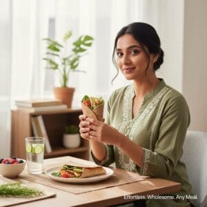 keto roti wrap in use