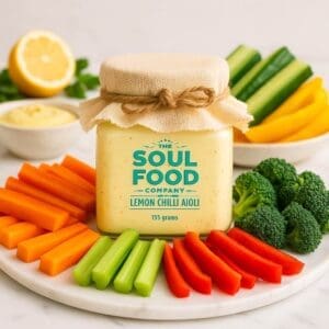 lemon chilli aioli with crudites