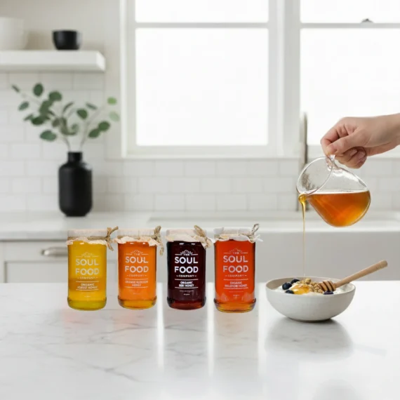 honey shopping list on kitchen counter