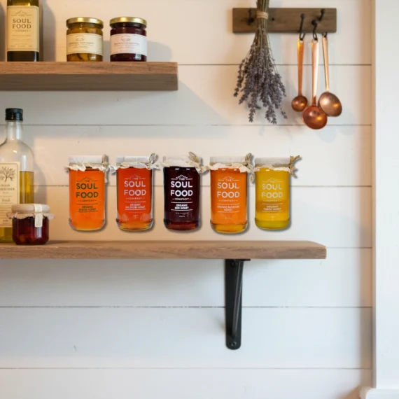 honey shopping list on pantry shelf
