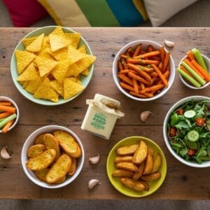Roasted Garlic Aioli flat lay spread